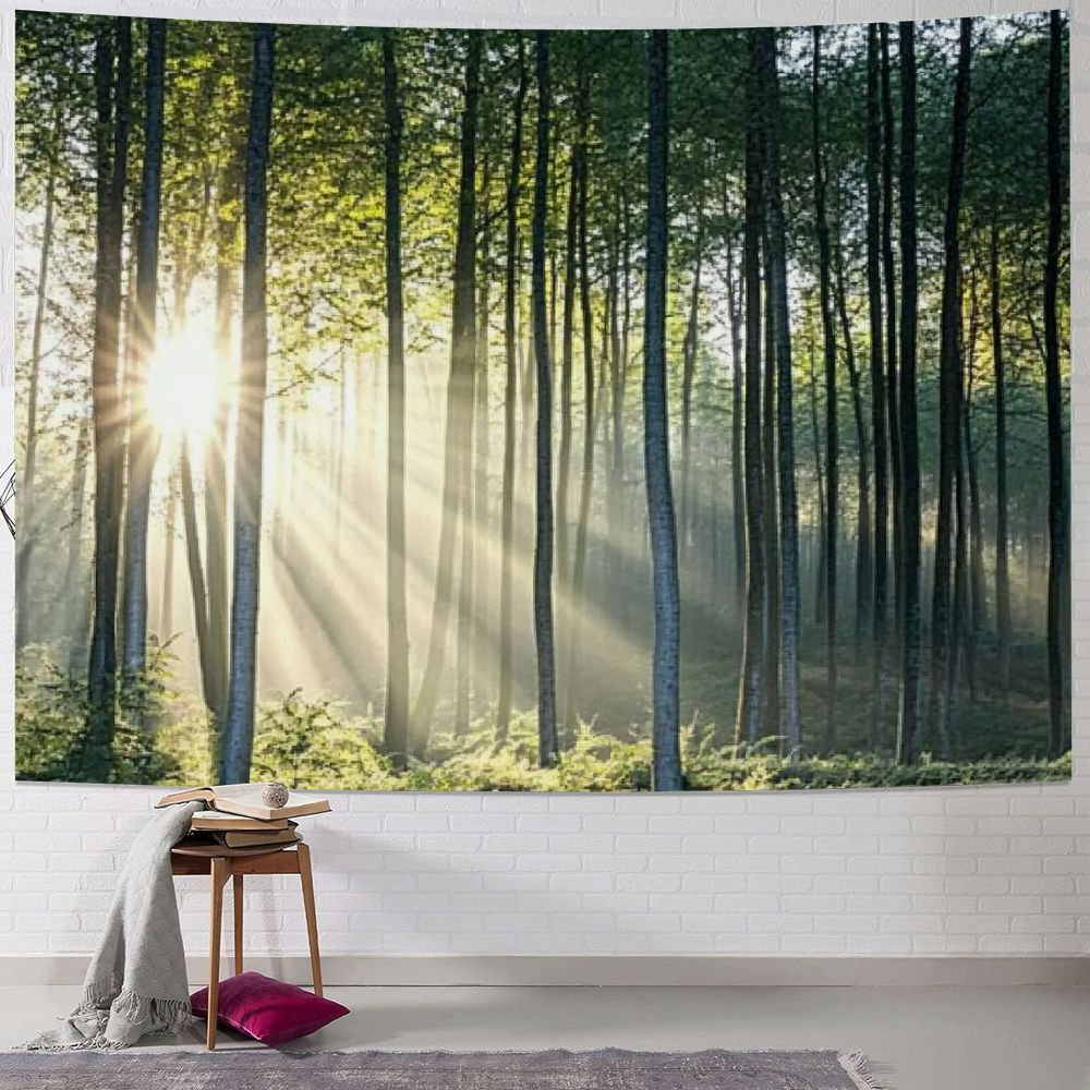 BCIIG Sunshine Forest Mural Wallpaper Landscape Tree Wallpaper Large Nature Scenery Wall Mural for Living Room 40x30inch